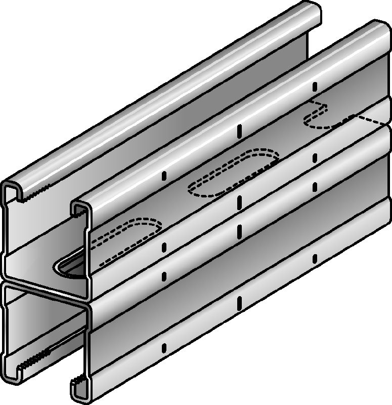 MQ-41 D-HDG plus Thermisch verzinkte (HDG plus), dubbele MQ-rail voor middelzware toepassingen