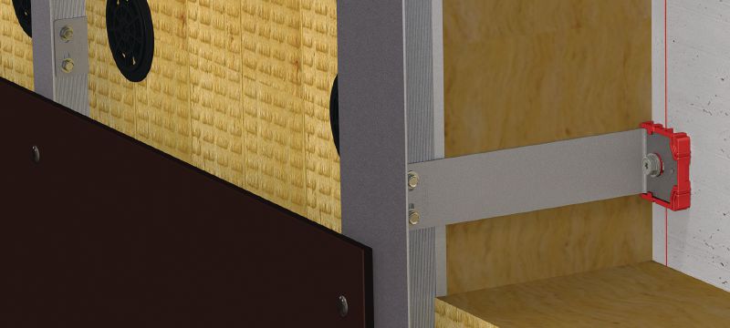 MFT-VSI S consoles Kleine roestvast stalen console met voorgemonteerde isolator voor het monteren van geventileerde gevels op gebouwen met hoge thermische prestatie en vereisten voor brandveiligheid Toepassingen 1