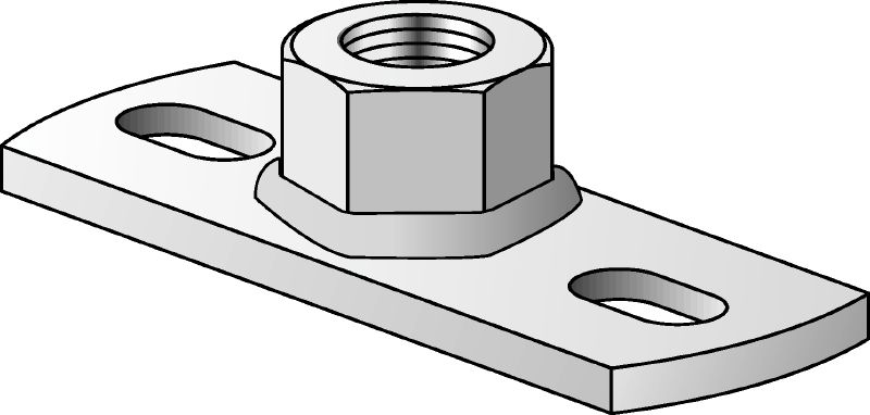 MGM 2-F vast punt basisplaat Premium thermisch verzinkte grondplaat met 2 gaten voor lichte toepassingen met vast punt (metrisch)