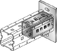 Grondplaat: DIN 9021 M16 verzinkt Thermisch verzinkte (HDG) grondplaat voor de bevestiging van MI-90-draagbalken aan beton met twee ankers