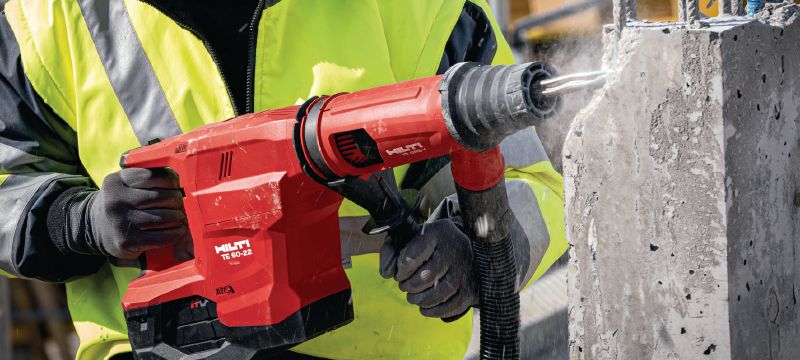 TE 60-22 accuboorhamer Krachtige SDS Max (TE-Y) accuboorhamer met actieve vibratiereductie en beveiliging tegen vastslaan voor zwaar boor- en beitelwerk in beton (Nuron) Toepassingen 1