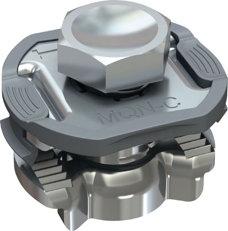 MQN-CP Ultieme verzinkte railverbinder met functie voor vooraf bevestigen voor alle vlinderopeningen - voor hogere productiviteit