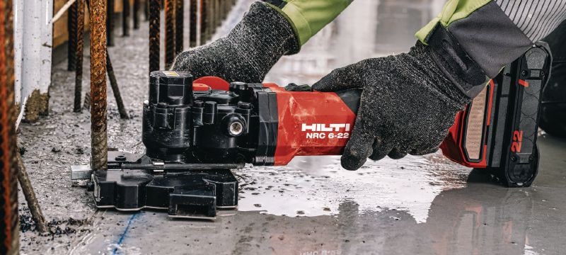 NRC 6-22 accu wapeningsnijder Accu wapeningsnijder voor vonkarm koud zagen van draadstangen en (25 mm / #8) wapening (Nuron accu platform) Toepassingen 1