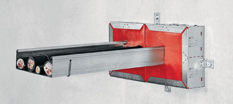 Rechthoekige brandwerende kabelkraag CFS-RCC Oplossing voor de renovatie van afgedichte kabels, goten en gemengde doorvoeringen, zonder bestaande oude brandwering te verwijderen Toepassingen 1