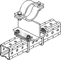 MIC-PS/MIC-PSP Thermisch verzinkte (HDG) verbinder voor de bevestiging van buisschoenen aan MI-draagbalken voor zware toepassingen met expansie