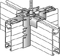 MQI-K kruisverbinder Verzinkte kruisverbinder voor kruislings bevestigen van rails met een geïntegreerde M12-verbinding voor verstelbare hoogte