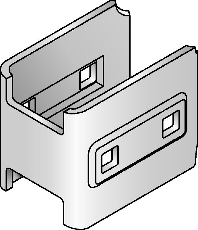 MIQC-SC verbinder Thermisch verzinkte verbinder voor gebruik met MIQ basisplaten voor vrije positionering van de draagbalk