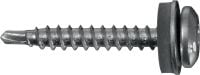 S-MD 31 LPSS zelfborende metalen schroeven Zelfborende cylinderschroef (RVS A4) met 12 mm sluitring voor dunne metaal-op-metaal bevestigingen (tot 4.0 mm)