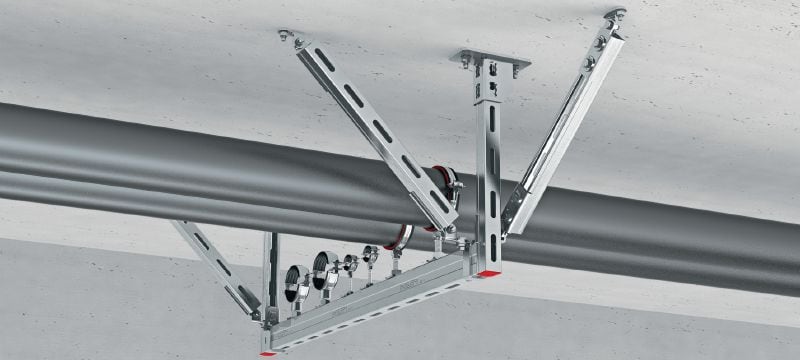MQS-W seismische hoek Verzinkte steunrailverbinder voor gebruik in versterkte MQ-railstrapeziums voor seismische toepassingen Toepassingen 1