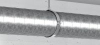 MV-PIF-beugels voor ventilatieleidingen Beugel voor ventilatieleidingen met geluidsisolatie-element en verbindingskop M8/M10, 1/2 of 3/4 Toepassingen 1