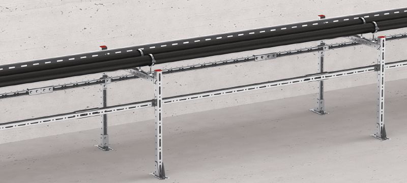 MT-CC-40/50 FL voorgemonteerde U-bevestiging Klem met voorgemonteerde snel vergrendelende moer en bout voor kanaal-naar-kanaal kruisverbindingen met MT-schoorkanaal Toepassingen 1